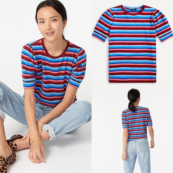 J. Crew Tops - J. Crew Super Cozy Puff Sleeve Top In Stripe